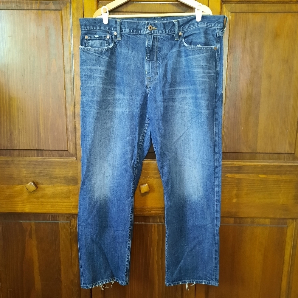 Lucky Brand 363 Vintage Straight Dark Wash Distressed Hem Denim Jeans Size 40×30